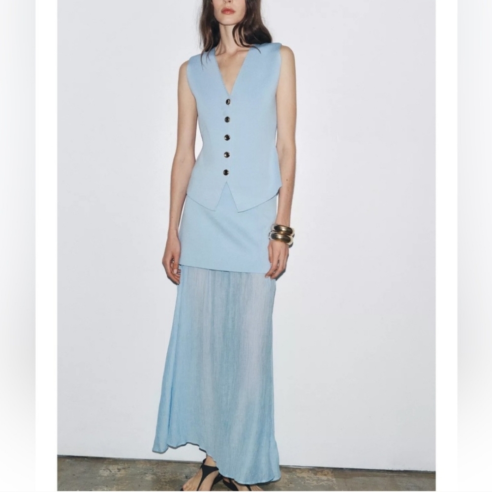 ZARA BLUE MIXED PLEATED SKIRT๐๐๐ - Picture 7 of 9